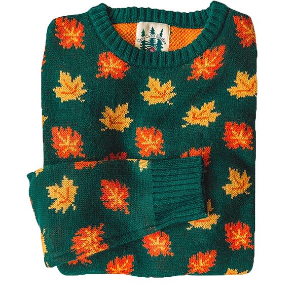 [Kiel James Patrick] Cozy Fall Leaf Wool Blend Crew Neck Sweater Unisex Size XXL - Picture 1 of 12